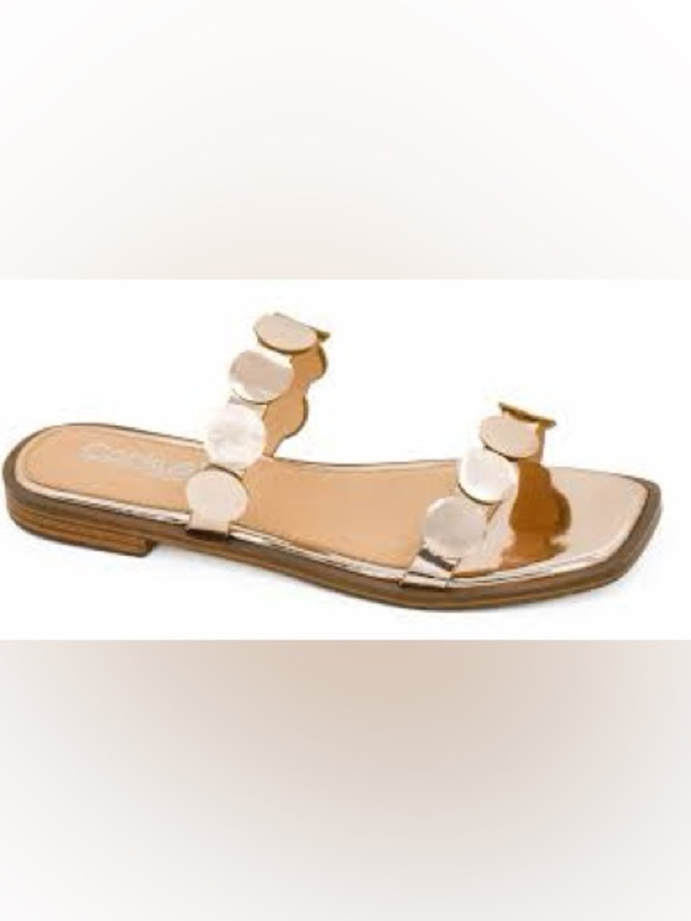 Corkys Metallic Rose Gold Double-Disc Slide Sandals
